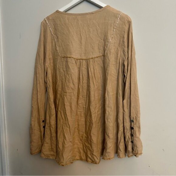 True Craft Cabin Fever 2 Tan Long Sleeve Henley Boho Top Size XL NWT - Picture 3 of 11